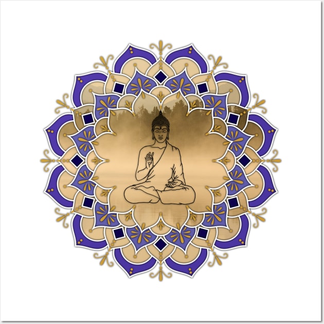 Mandala Golden and Purple Buddha Wall Art by MandalaSoul